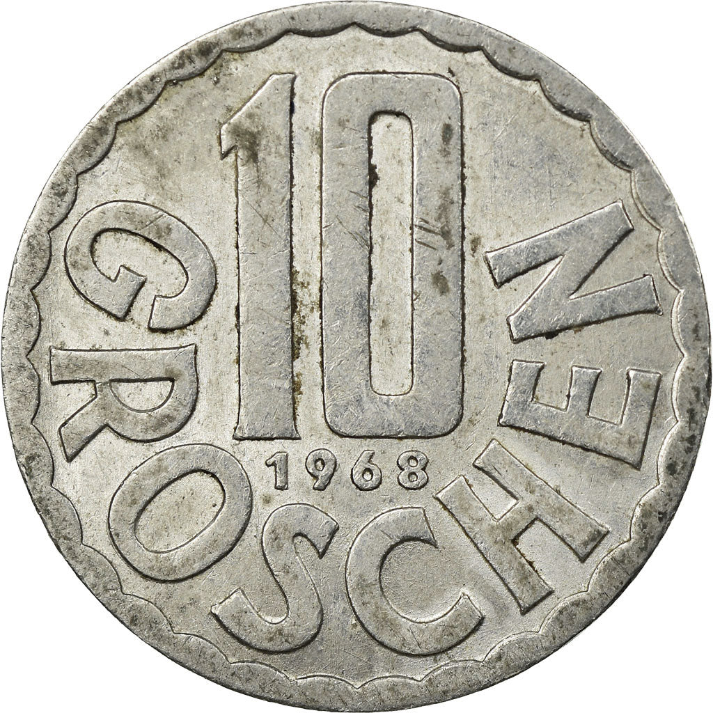 Munten, Oostenrijk, 10 Groschen, 1968, Vienna, FR+, Aluminium, KM:2878