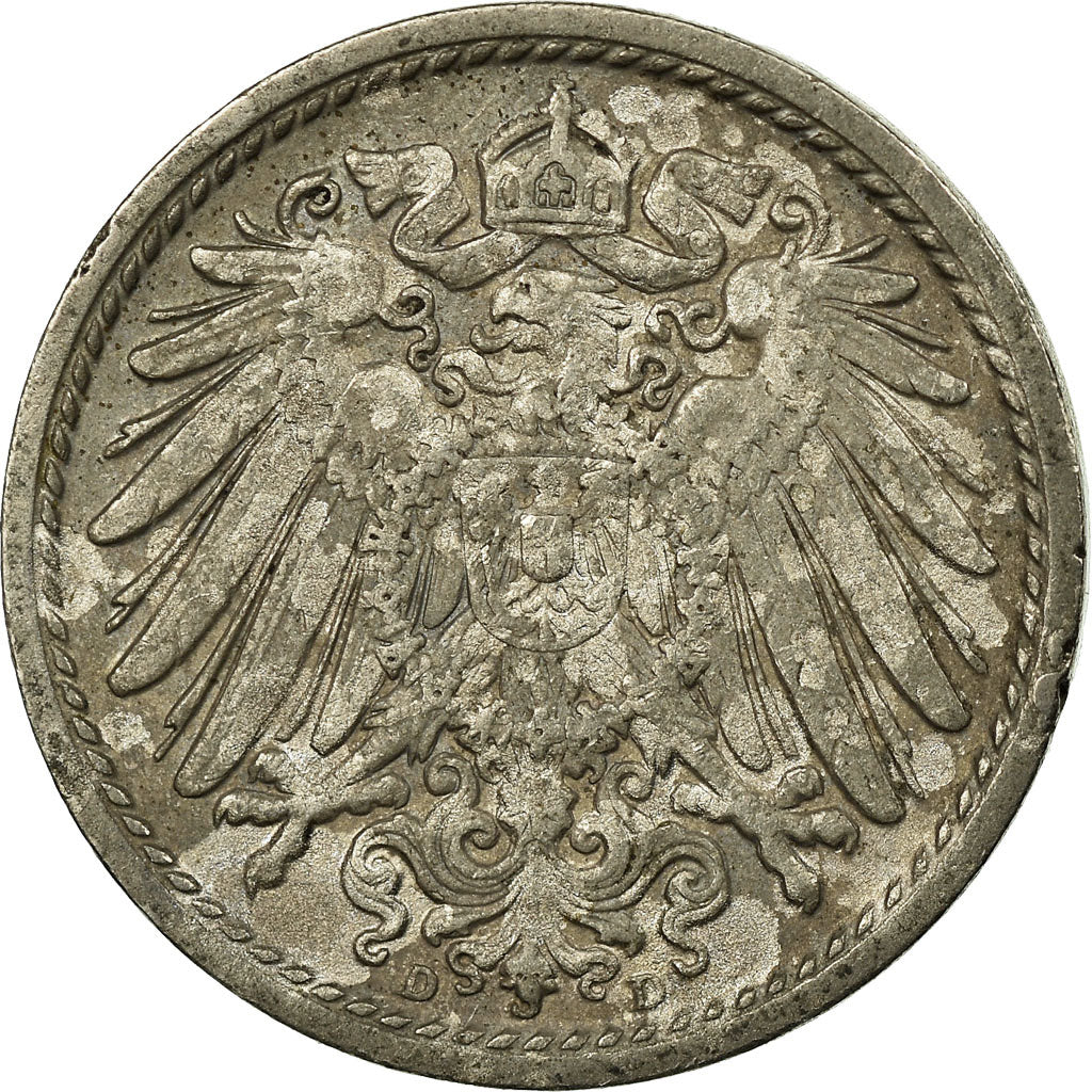 Moneta, NIEMCY - IMPERIUM, Wilhelm II, 5 Pfennig, 1913, Munich, VF(20-25)