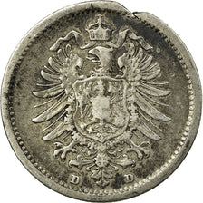 Coin, GERMANY - EMPIRE, Wilhelm I, 20 Pfennig, 1875, Munich, VF(20-25), Silver