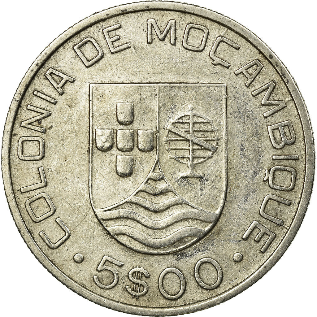 Coin, Mozambique, 5 Escudos, 1935, EF(40-45), Silver, KM:62