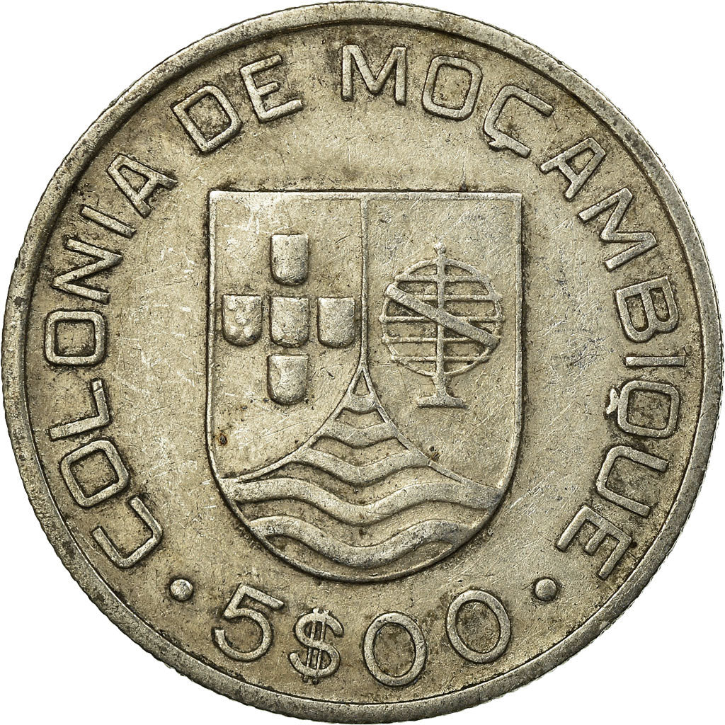 Moneta, Mozambico, 5 Escudos, 1935, MB+, Argento, KM:62