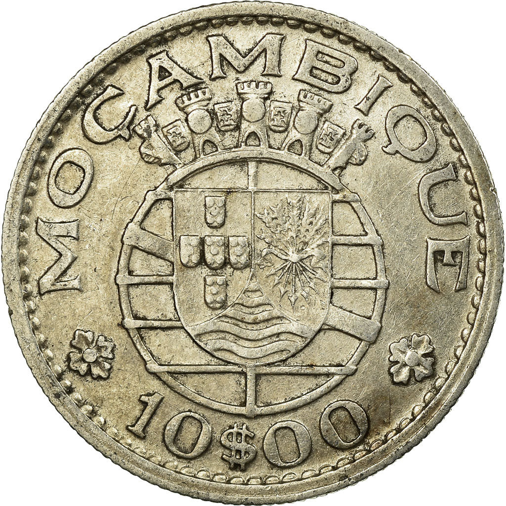Moeda, Moçambique, 10 Escudos, 1954, EF(40-45), Prata, KM:79