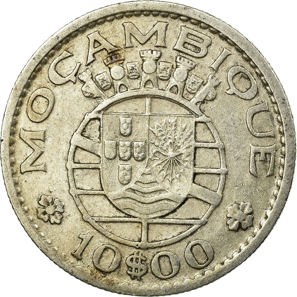 Coin, Mozambique, 10 Escudos, 1954, VF(30-35), Silver, KM:79