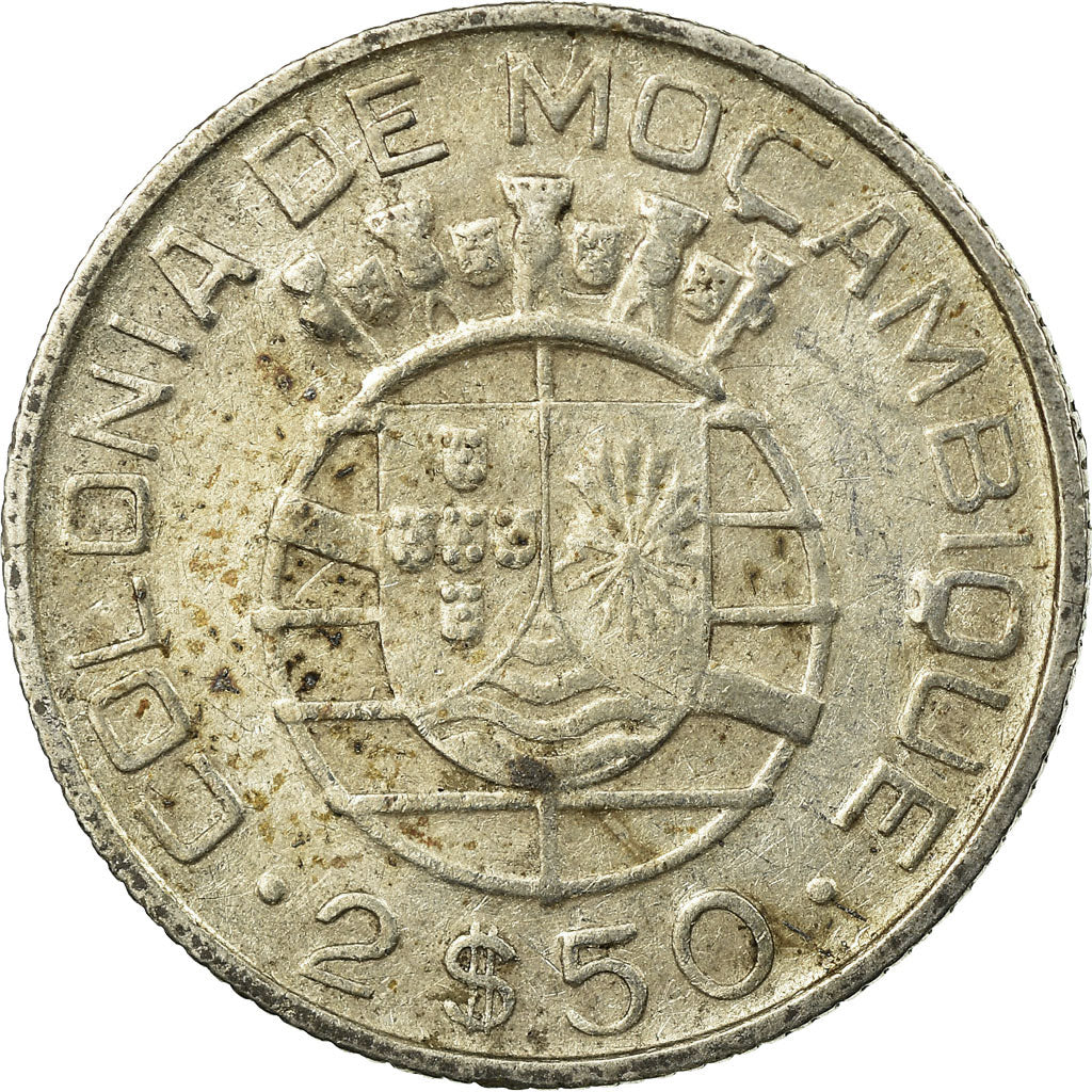 Coin, Mozambique, 2-1/2 Escudos, 1938, VF(30-35), Silver, KM:68