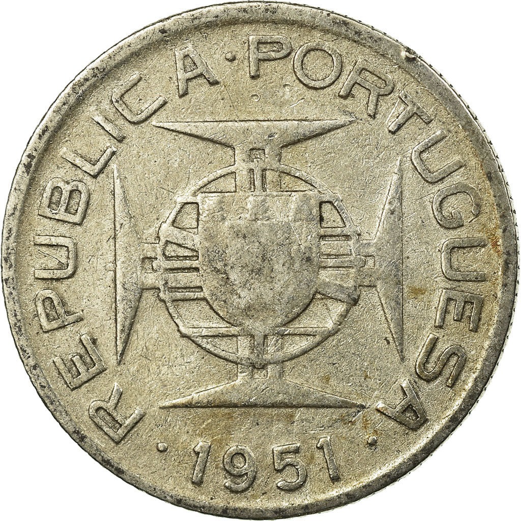 Coin, Mozambique, 2-1/2 Escudos, 1951, VF(30-35), Silver, KM:68