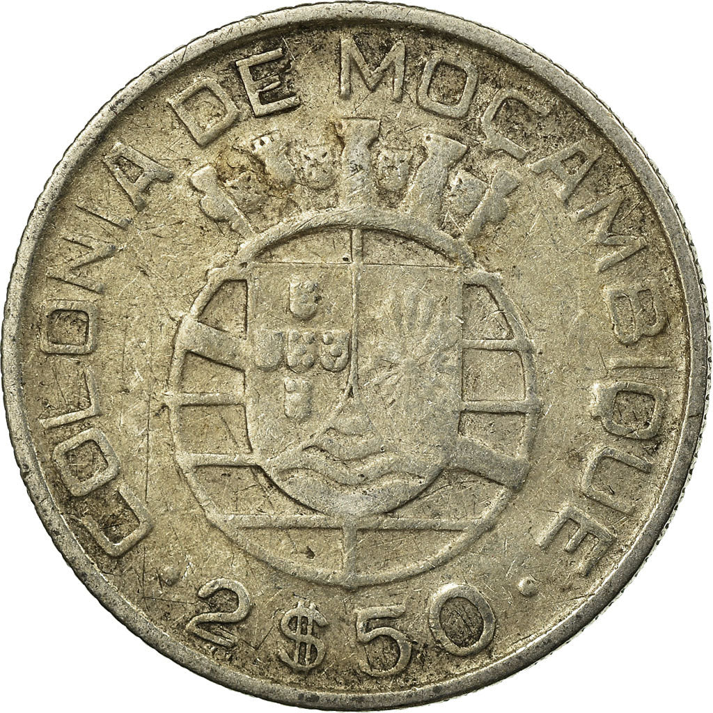 Coin, Mozambique, 2-1/2 Escudos, 1951, VF(30-35), Silver, KM:68