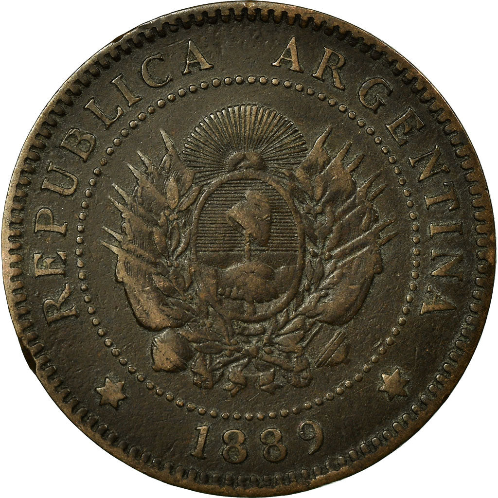 Moneta, Argentina, Centavo, 1889, MB+, Bronzo, KM:32