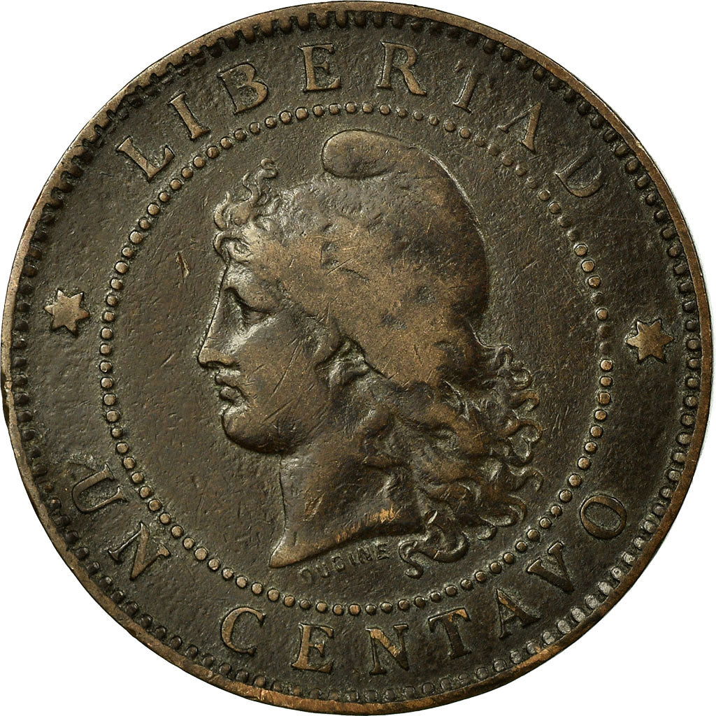 Moneta, Argentina, Centavo, 1889, MB+, Bronzo, KM:32