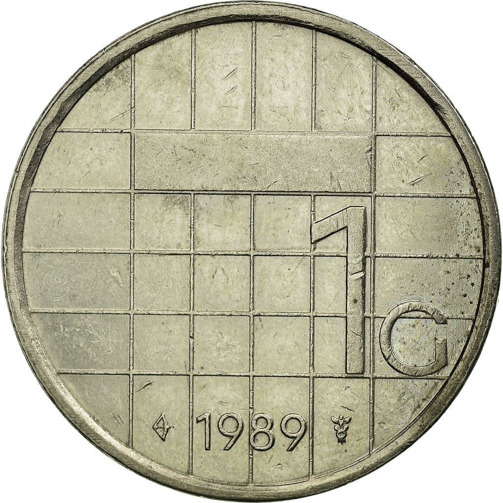 Moneda, Países Bajos, Beatrix, Gulden, 1989, MBC, Níquel, KM:205