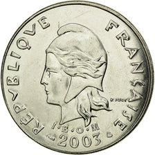 Coin, French Polynesia, 20 Francs, 2003, Paris, AU(55-58), Nickel, KM:9