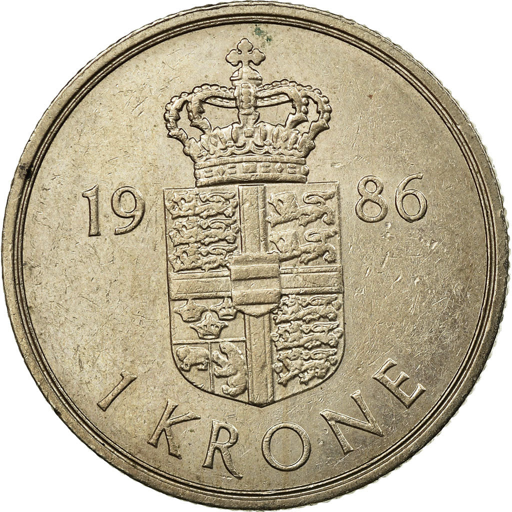 Münze, Dänemark, Margrethe II, Krone, 1986, Copenhagen, SS, Copper-nickel