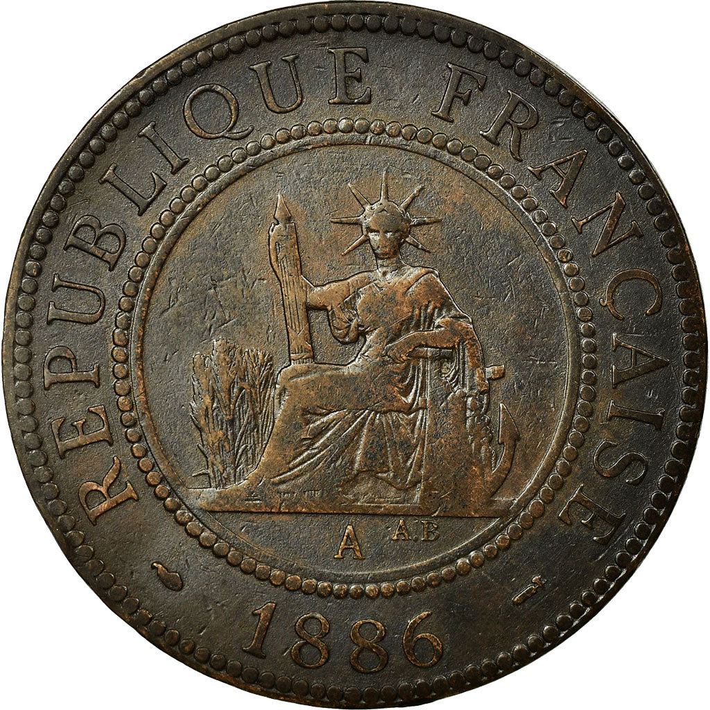 Moneta, INDOCINA FRANCESE, Cent, 1886, Paris, BB, Bronzo, KM:1