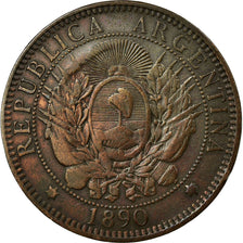 Coin, Argentina, 2 Centavos, 1890, EF(40-45), Bronze, KM:33
