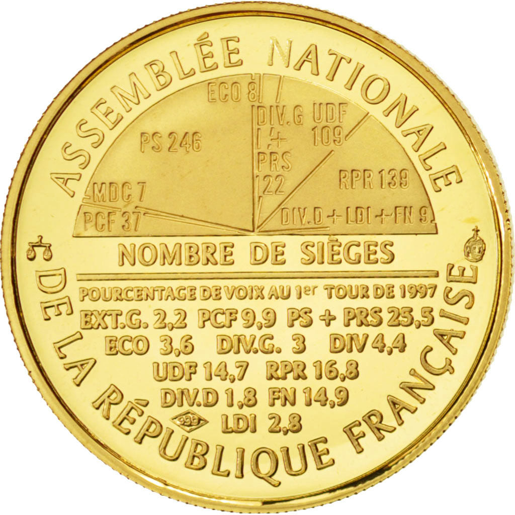 France, Médaille, Politique, Elections Législatives, 1997, FDC, Or