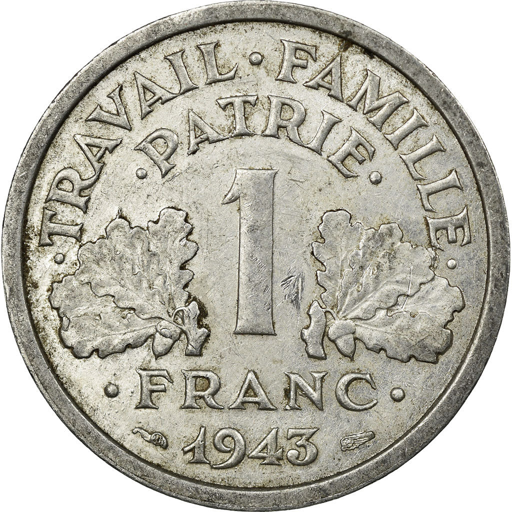Coin, France, Bazor, Franc, 1943, Rouen, EF(40-45), Aluminum, KM:902.2