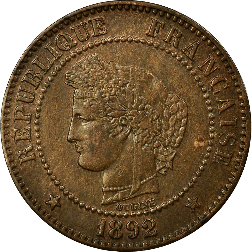 Coin, France, Cérès, 2 Centimes, 1892, Paris, VF(30-35), Bronze, KM:827.1