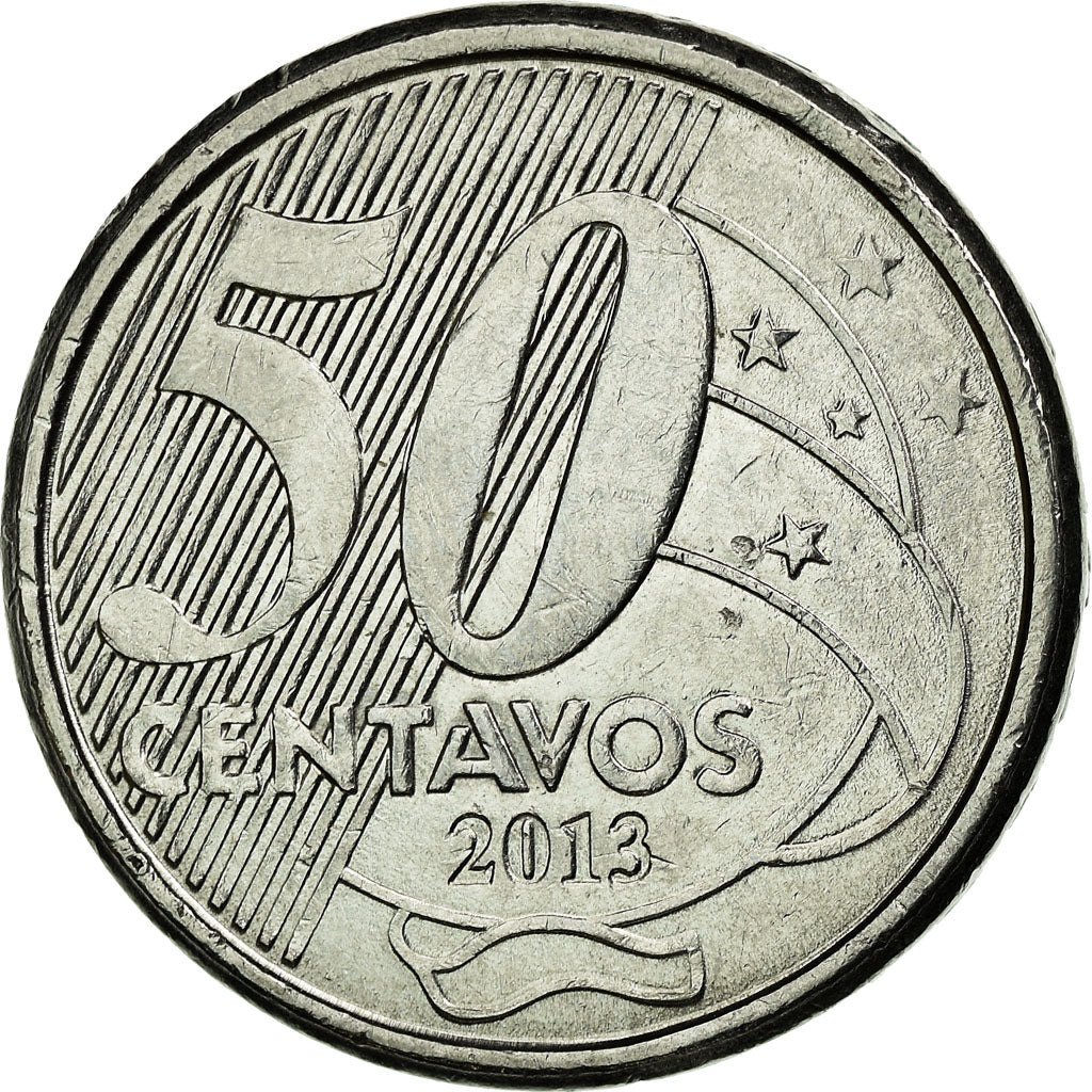 Coin, Brazil, 50 Centavos, 2013, EF(40-45), Stainless Steel, KM:651a