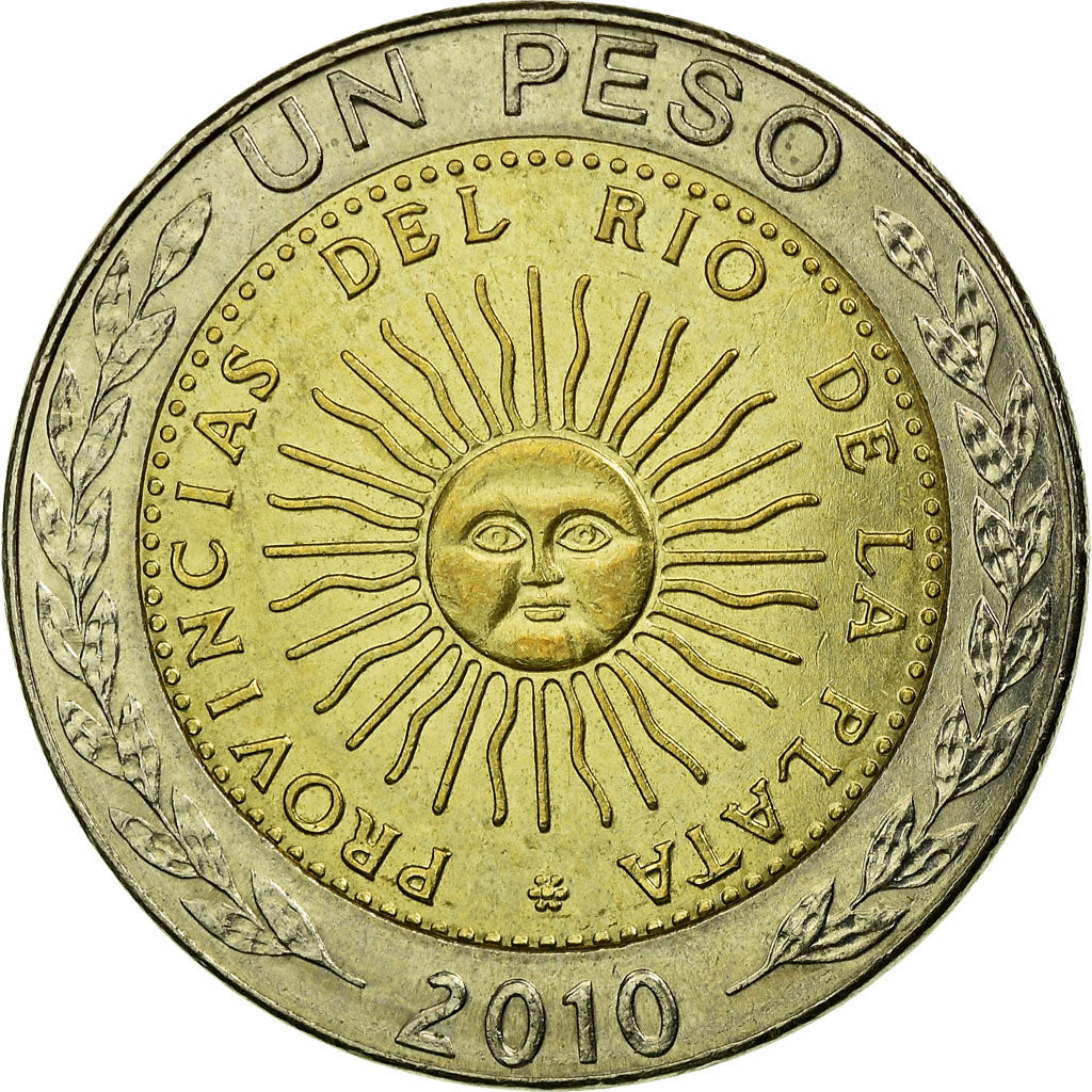 Coin, Argentina, Peso, 2010, EF(40-45), Bi-Metallic, KM:112.1