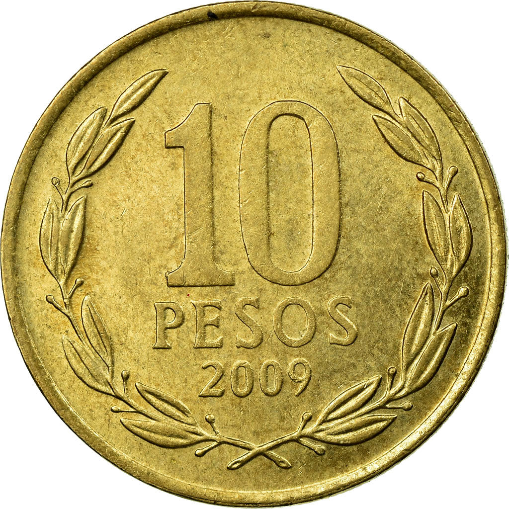 Münze, Chile, 10 Pesos, 2009, Santiago, SS, Aluminum-Bronze, KM:228.2