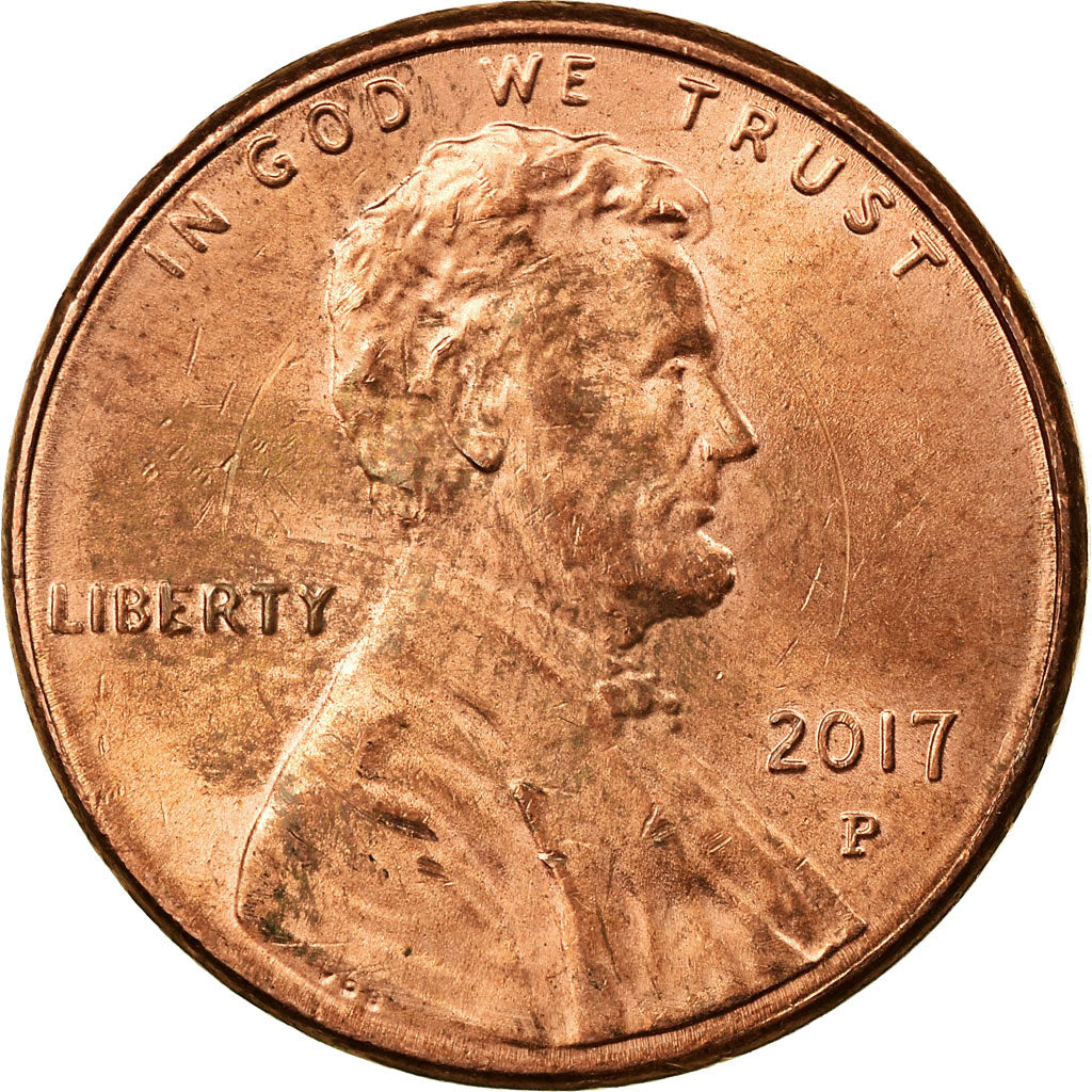 Coin, United States, Cent, 2017, Philadelphia, EF(40-45), Copper Plated Zinc