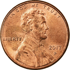 Coin, United States, Cent, 2017, Philadelphia, EF(40-45), Copper Plated Zinc