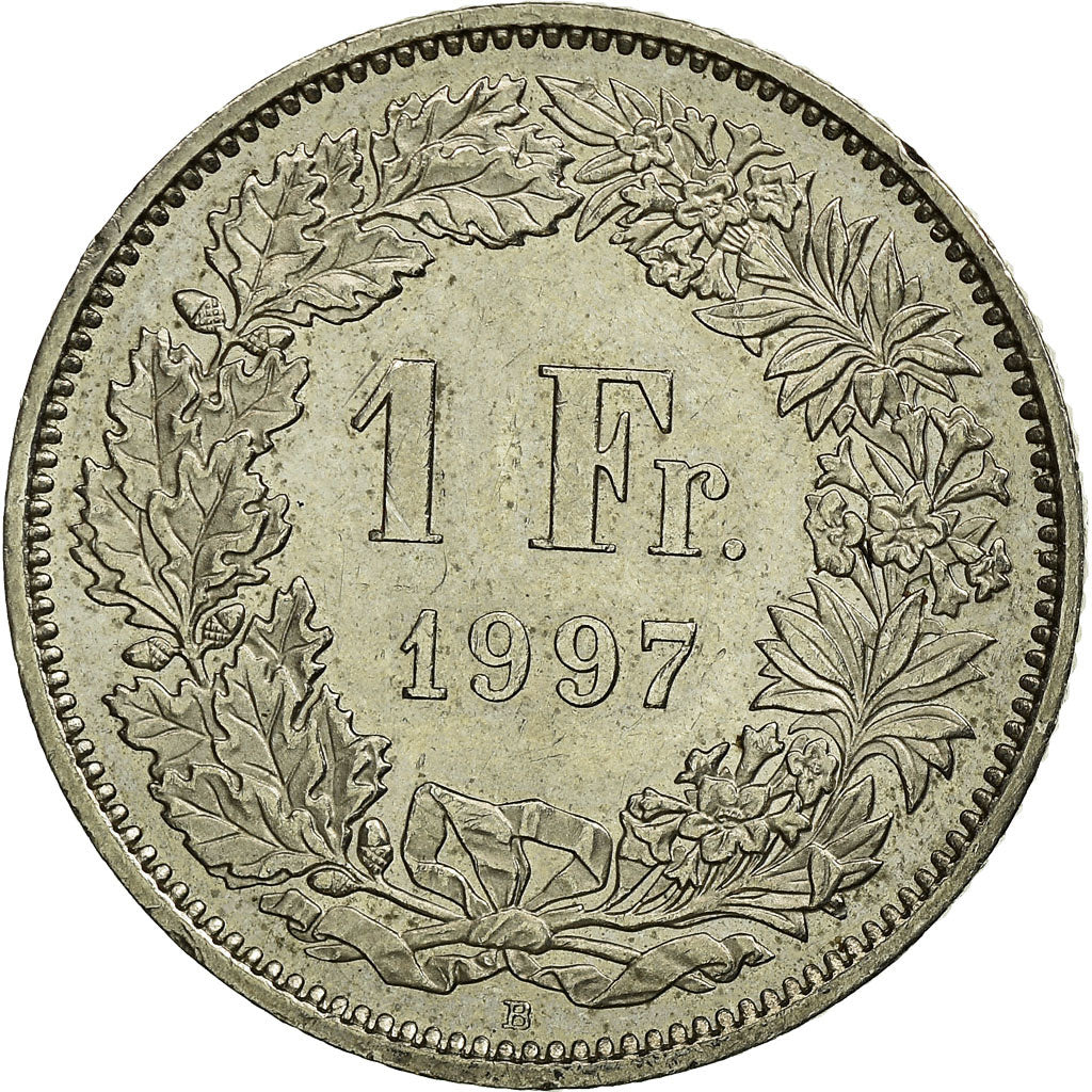 Coin, Switzerland, Franc, 1997, Bern, EF(40-45), Copper-nickel, KM:24a.3