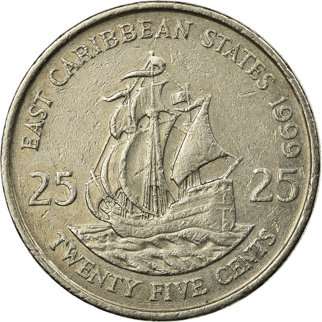 Coin, East Caribbean States, Elizabeth II, 25 Cents, 1999, EF(40-45)