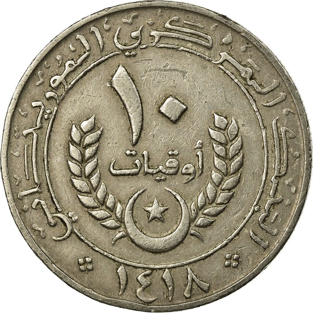 Coin, Mauritania, 10 Ouguiya, 1997, EF(40-45), Copper-nickel, KM:4