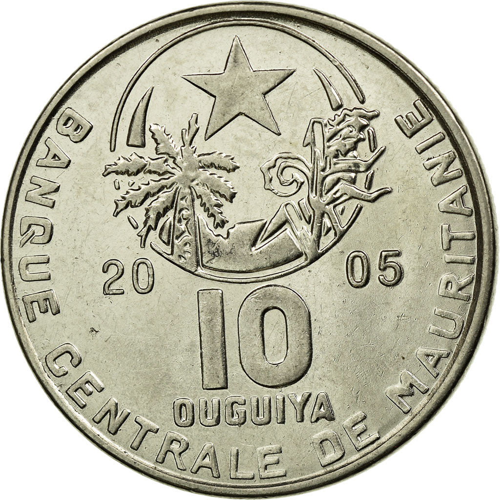Monnaie, Mauritanie, 10 Ouguiya, 2005, TTB+, Nickel plated steel, KM:4a