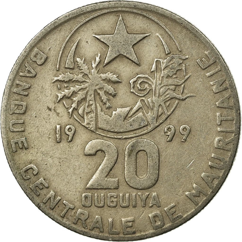 Coin, Mauritania, 10 Ouguiya, 1999, EF(40-45), Nickel plated steel, KM:4a