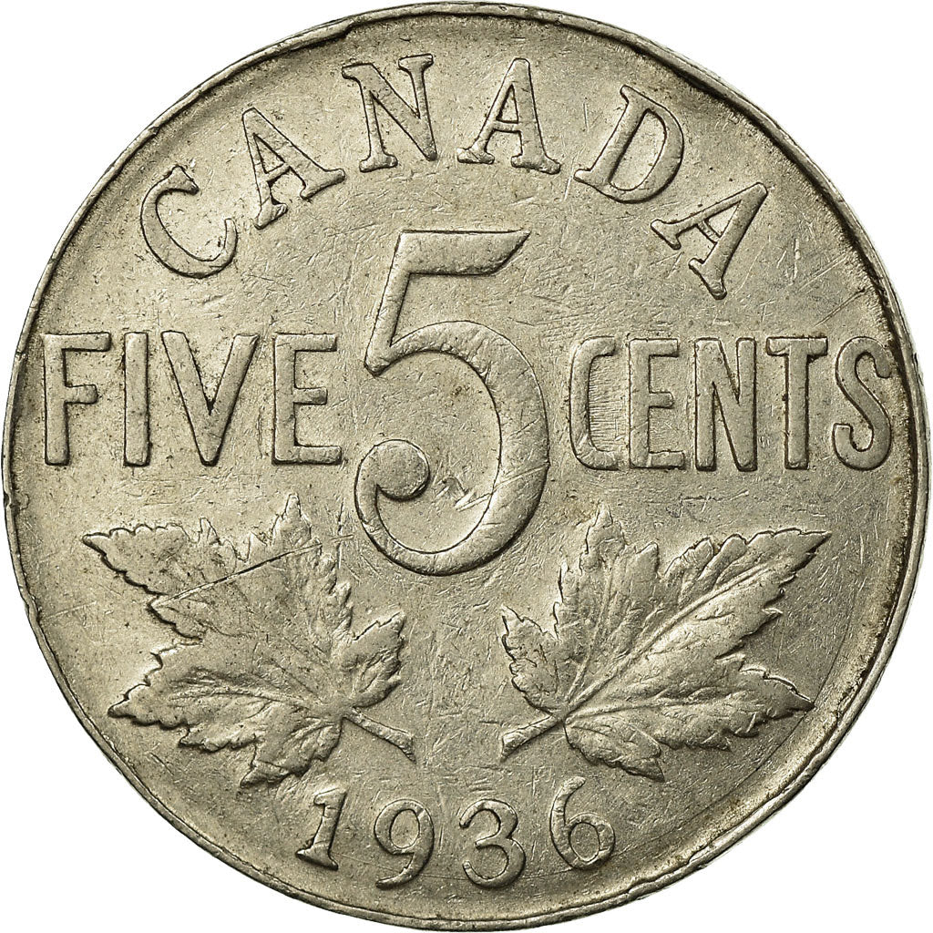 Coin, Canada, George V, 5 Cents, 1936, Royal Canadian Mint, Ottawa, EF(40-45)