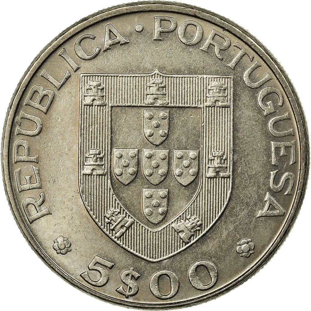 Munten, Portugal, 5 Escudos, 1977, Lisbon, FR+, Copper-nickel, KM:606
