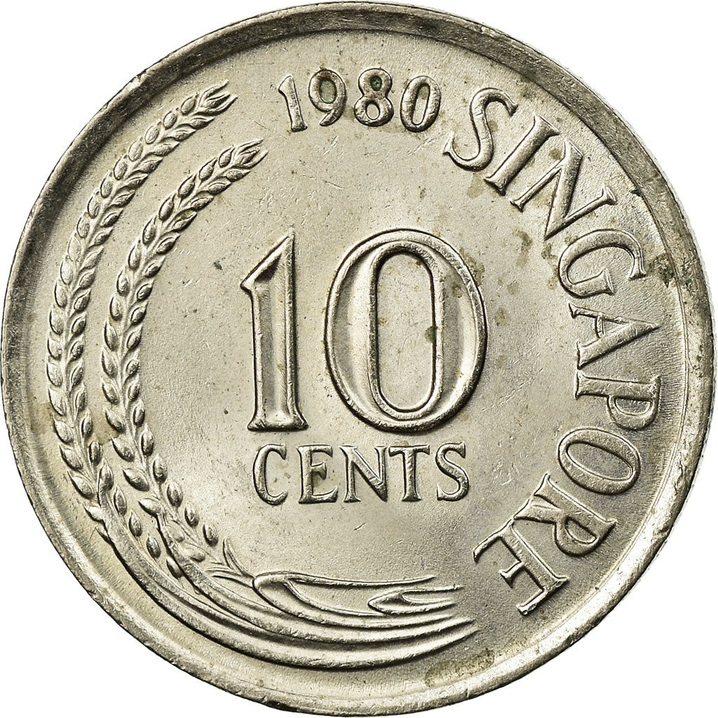 Moneta, Singapore, 10 Cents, 1980, Singapore Mint, MB+, Rame-nichel, KM:3