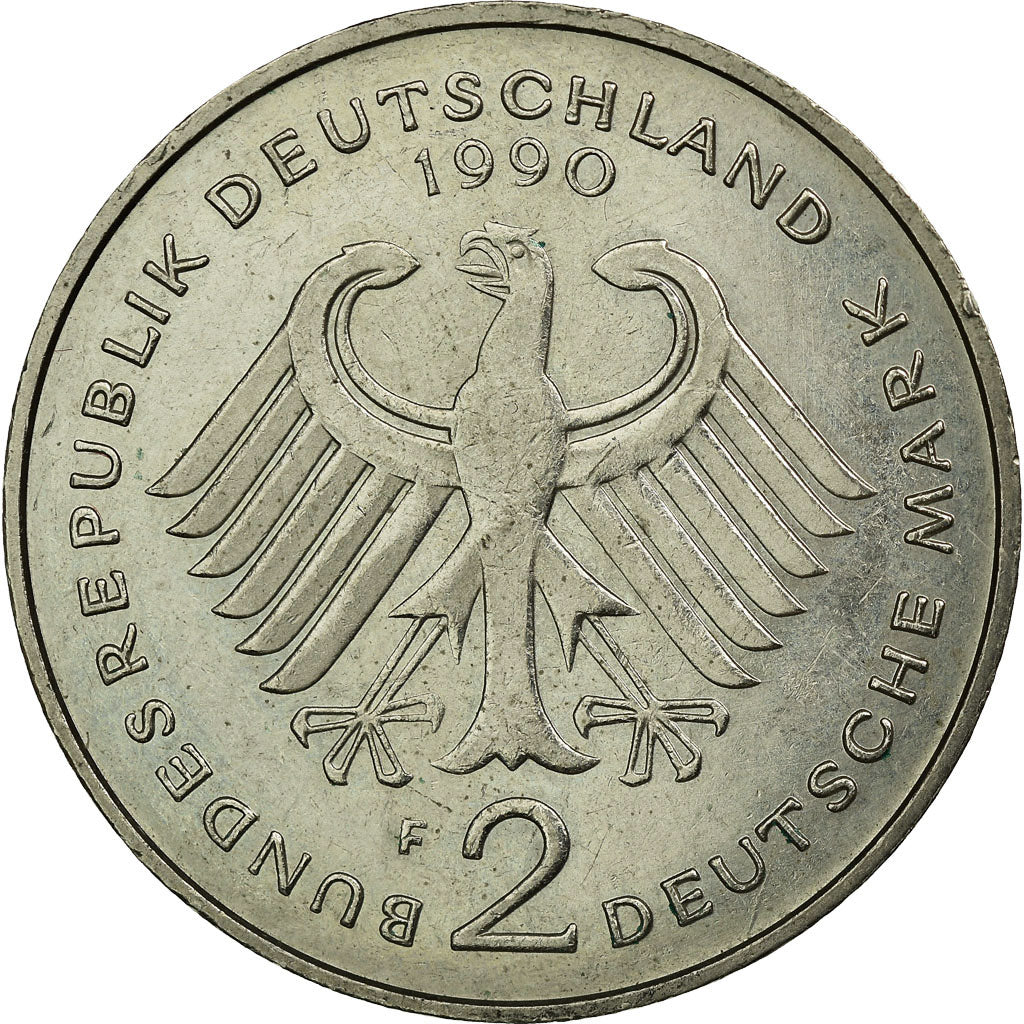 Moneta, GERMANIA - REPUBBLICA FEDERALE, 2 Mark, 1990, Stuttgart, BB, Nichel