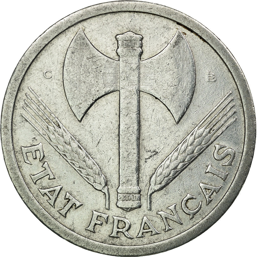 Moeda, França, Bazor, 2 Francs, 1944, Castelsarrasin, EF(40-45), Alumínio