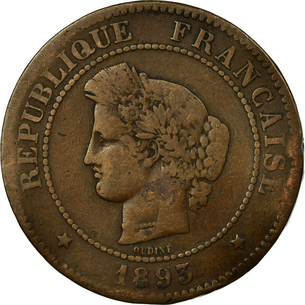 Coin, France, Cérès, 5 Centimes, 1893, Paris, VF(30-35), Bronze, KM:821.1