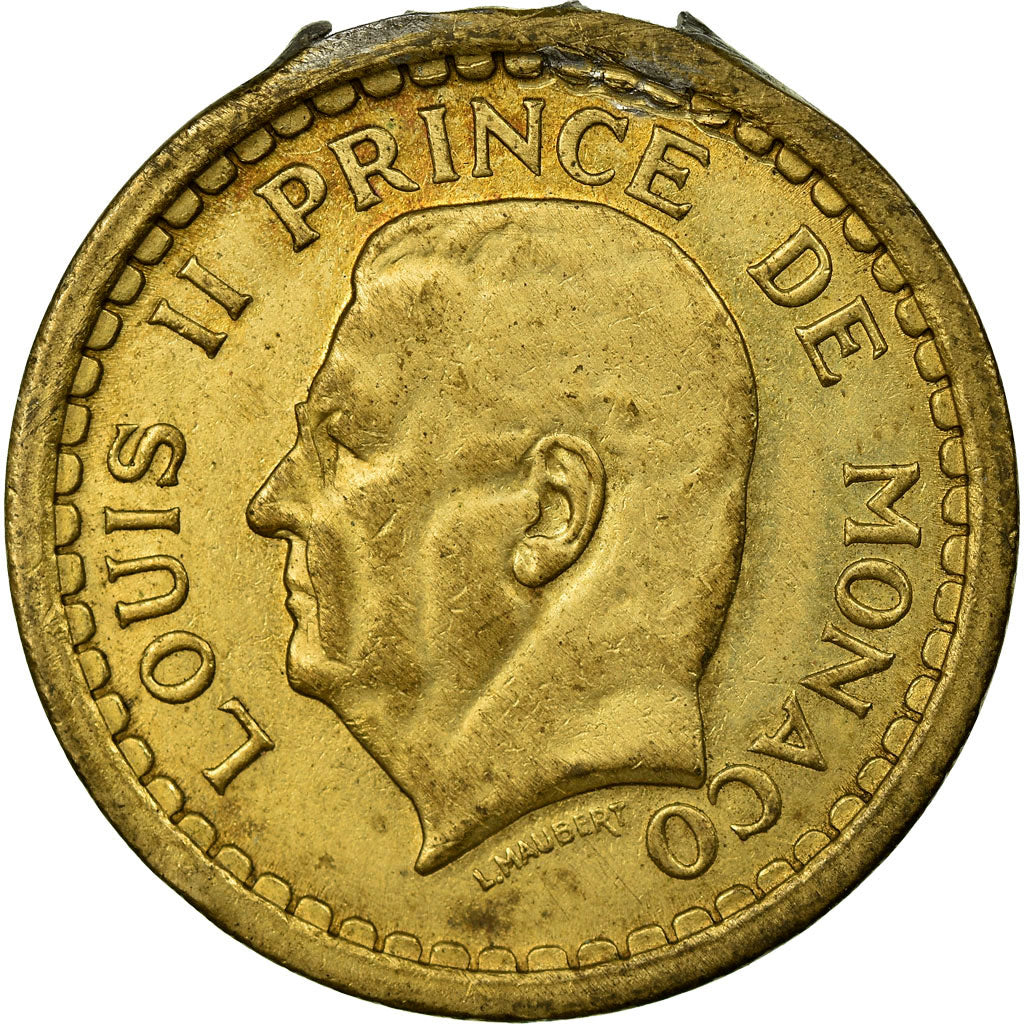 Moneta, Monaco, Louis II, 2 Francs, Undated (1943), MB+, Alluminio, KM:121