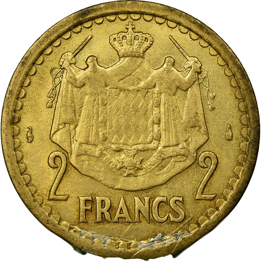Moneta, Monaco, Louis II, 2 Francs, Undated (1943), MB+, Alluminio, KM:121
