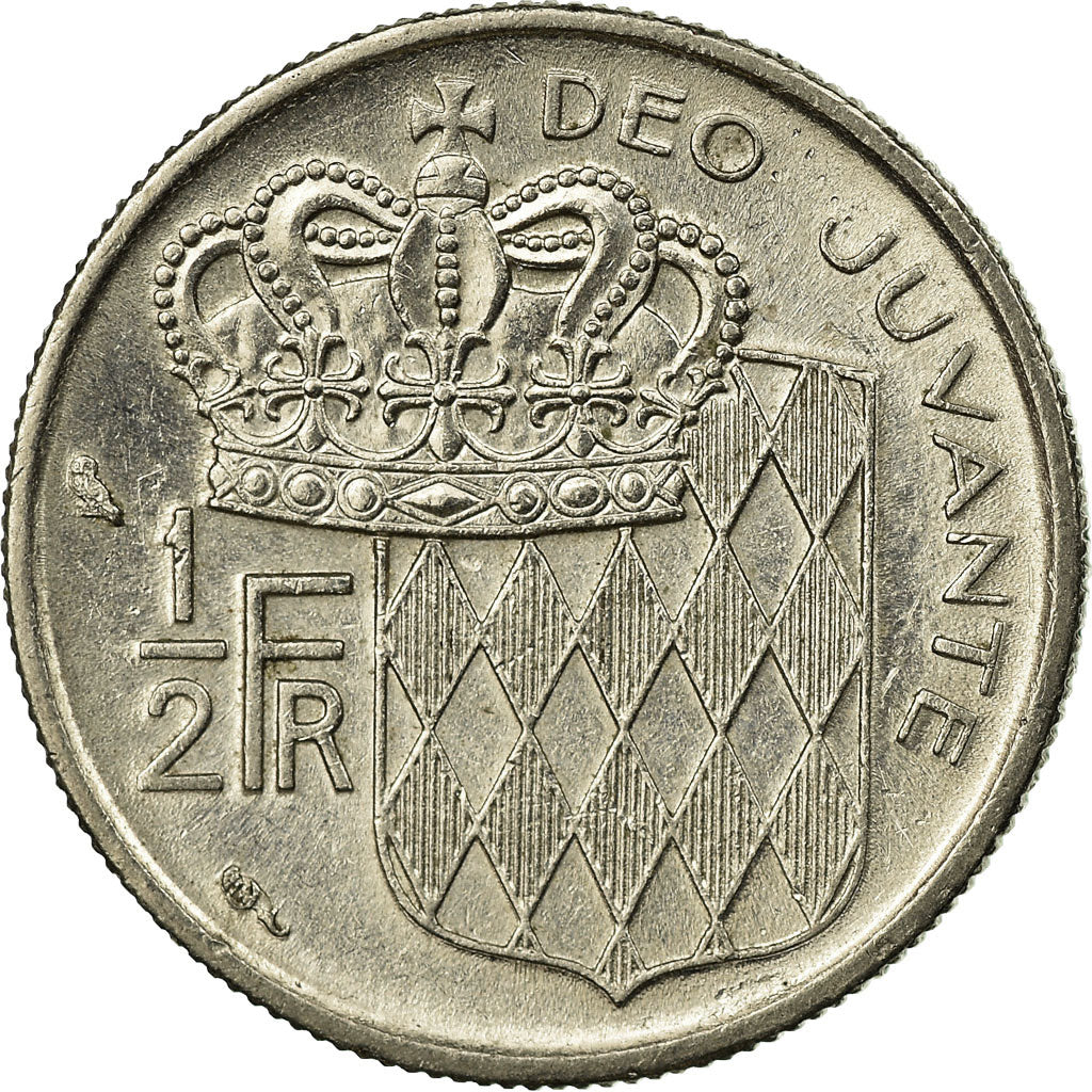 Coin, Monaco, Rainier III, 1/2 Franc, 1968, EF(40-45), Nickel, KM:145