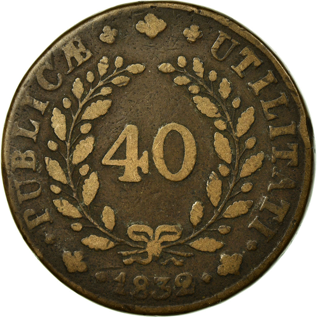 Moeda, Portugal, Miguel, 40 Reis, Pataco, 1832, VF(30-35), Bronze, KM:391
