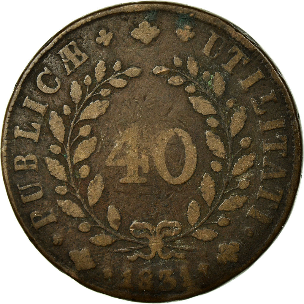 Munten, Portugal, Miguel, 40 Reis, Pataco, 1831, FR, Bronze, KM:391