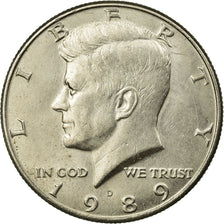 Coin, United States, Kennedy Half Dollar, Half Dollar, 1989, U.S. Mint, Denver
