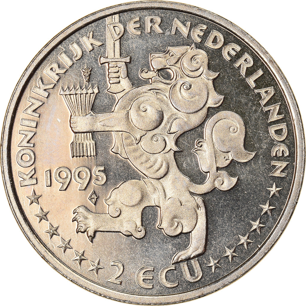 Coin, Netherlands, Beatrix, 2 ECU, 1995, Utrecht, MS(63), Copper-nickel, KM:94