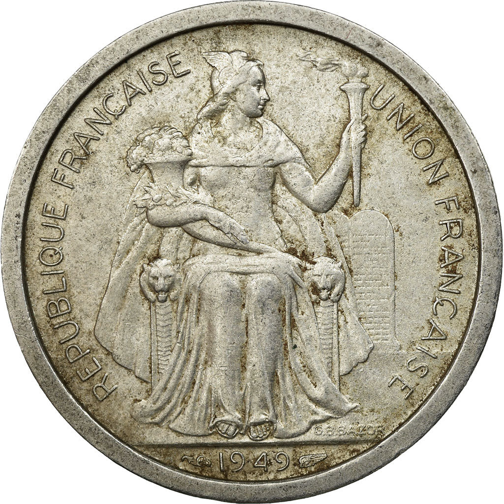 Monnaie, Nouvelle-Calédonie, 2 Francs, 1949, Paris, TB+, Aluminium, KM:3