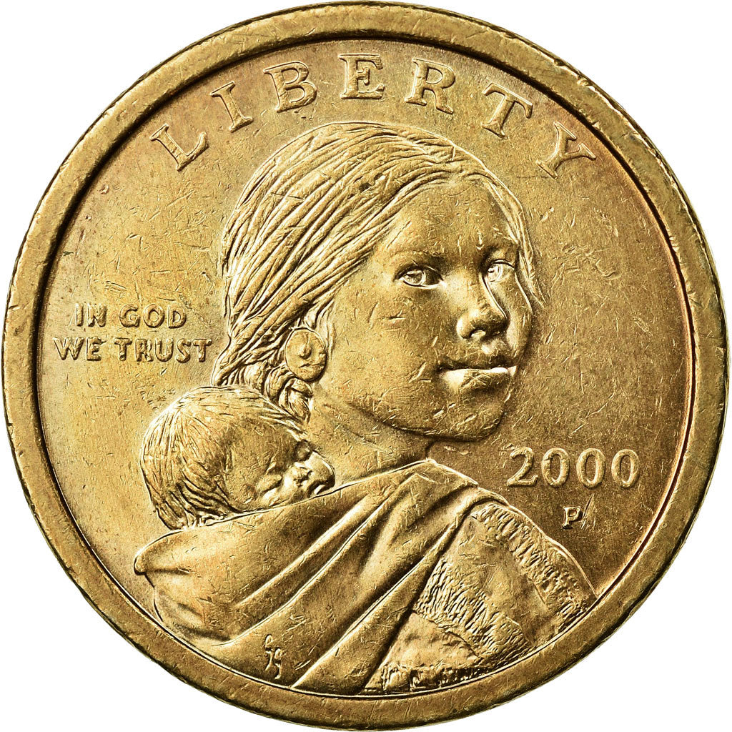 Moneta, USA, Sacagawea Dollar, Dollar, 2000, U.S. Mint, Philadelphia, EF(40-45)