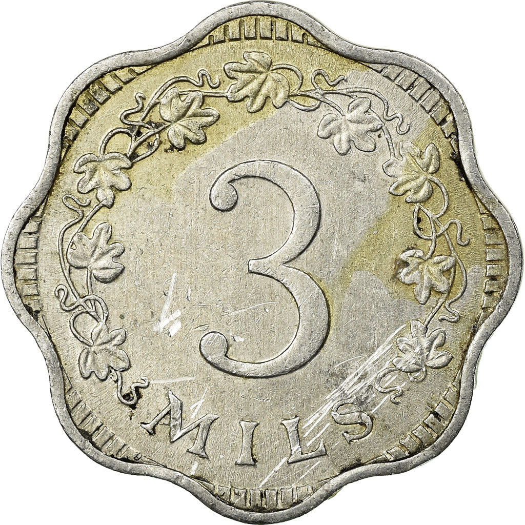 Coin, Malta, 3 Mils, 1972, British Royal Mint, VF(20-25), Aluminum, KM:6