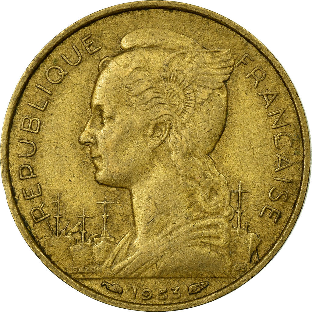 Monnaie, Madagascar, 20 Francs, 1953, Paris, TB+, Aluminum-Bronze, KM:7