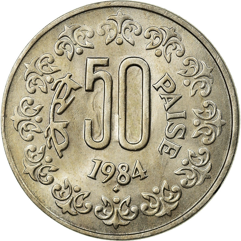 Coin, INDIA-REPUBLIC, 50 Paise, 1984, EF(40-45), Copper-nickel, KM:65