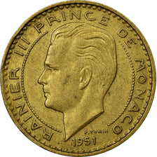 Monnaie, Monaco, Rainier III, 20 Francs, Vingt, 1951, TTB, Aluminum-Bronze