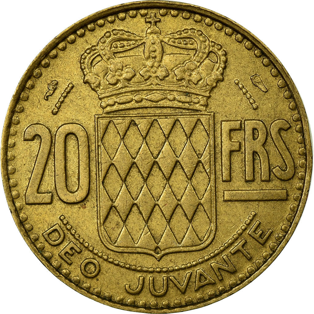 Monnaie, Monaco, Rainier III, 20 Francs, Vingt, 1951, TTB, Aluminum-Bronze